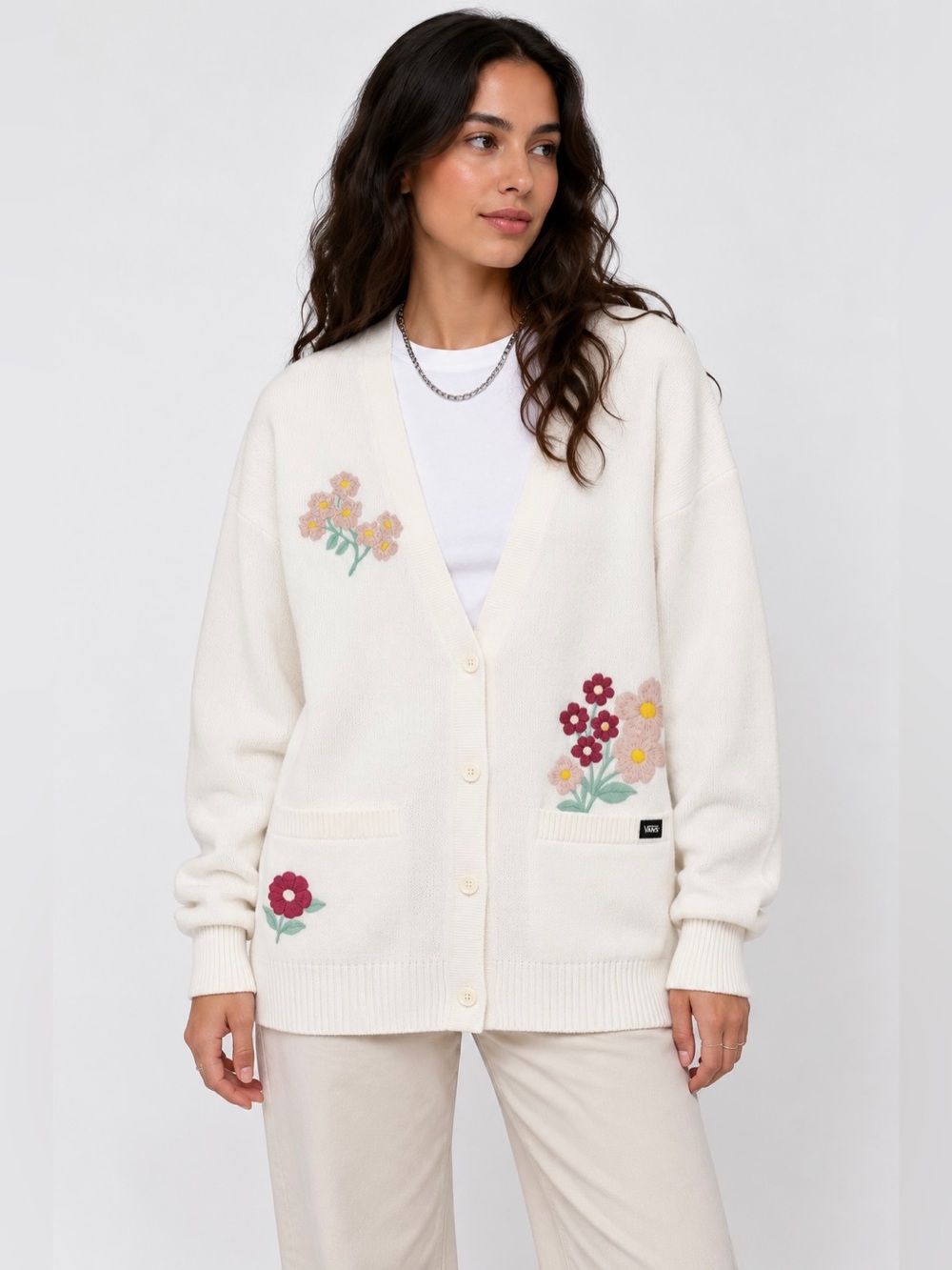 NWT Vans Floral Embroidered Cotton Cardigan XS/S